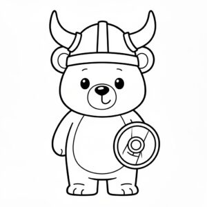 Viking målarbild för barn: söt björnkrigare