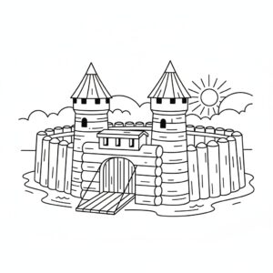 Vikingaborg målarbild för barn