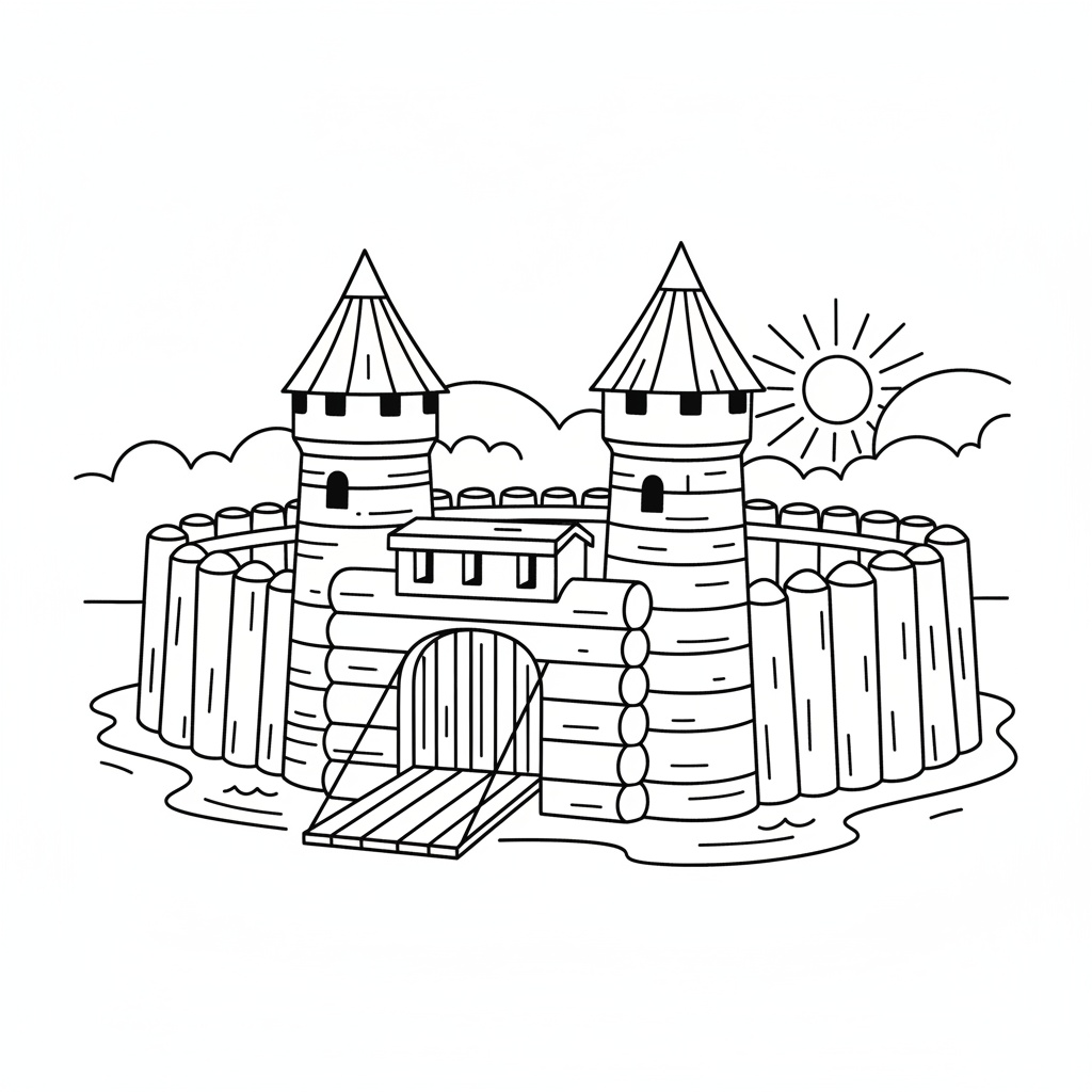 Vikingaborg målarbild för barn