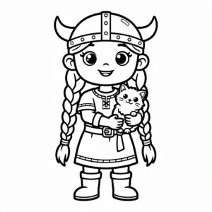 Vikingaflicka med en trogen kattvän