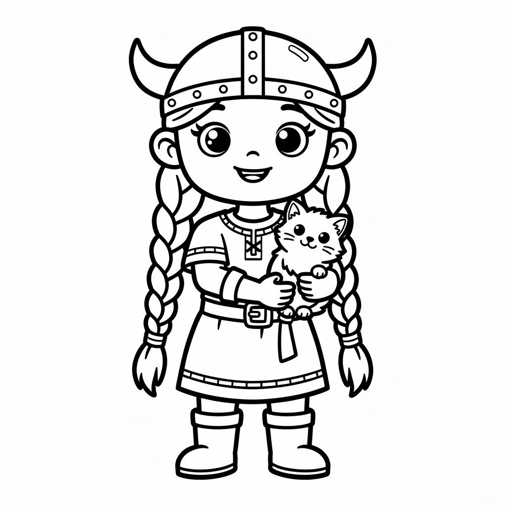 Vikingaflicka med en trogen kattvän