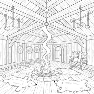 Vikingahallens inre med alla detaljer