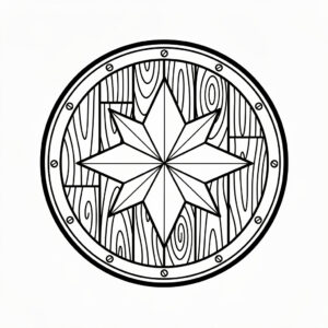 Vikingasköld med krigiska mönster