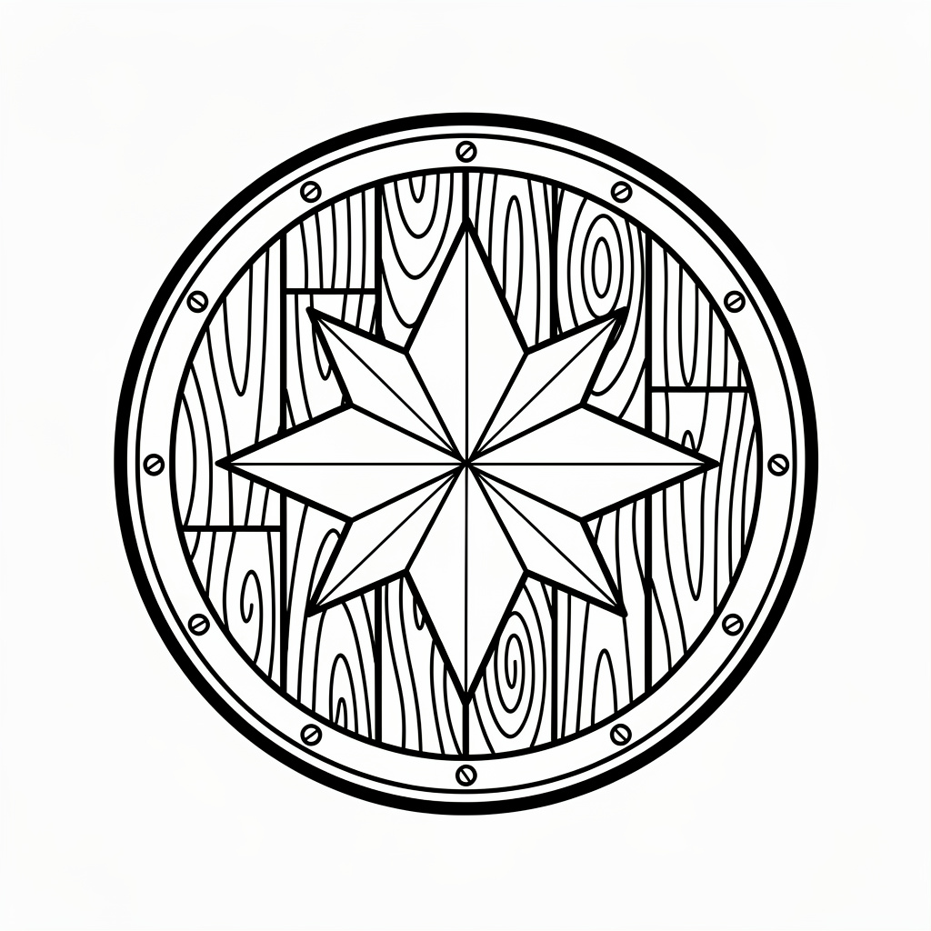 Vikingasköld med krigiska mönster