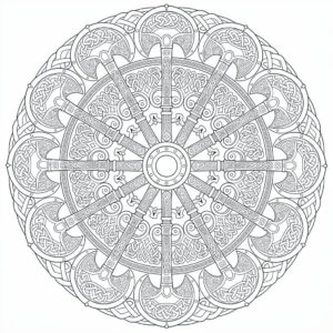 Vikingayxa och sköld mandala för vuxna