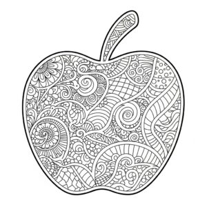 Zentangle äpple för vuxna för avkoppling