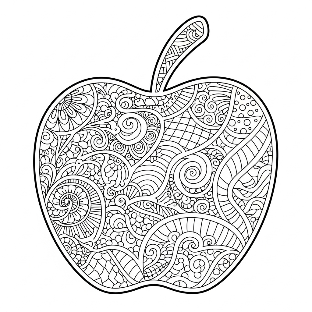 Zentangle äpple för vuxna för avkoppling