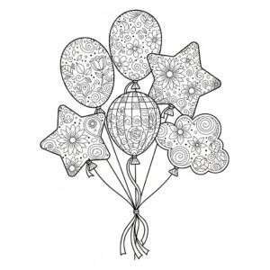 Zentangle ballongbukett med intrikata slingor