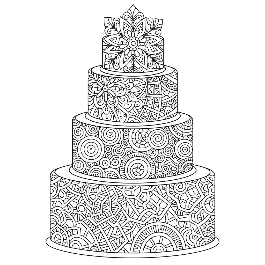 Zentangle bröllopstårta för vuxna