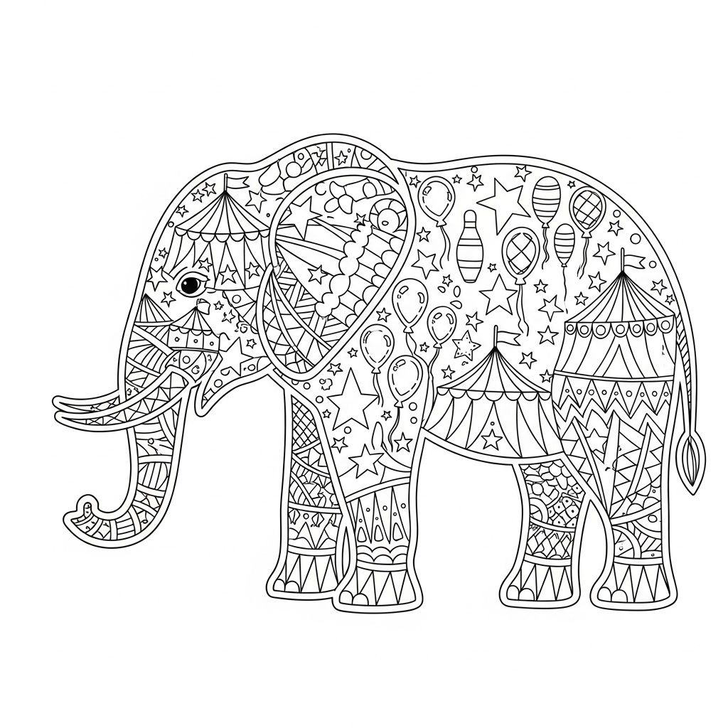 Zentangle cirkus med avslappnande mönster för vuxna