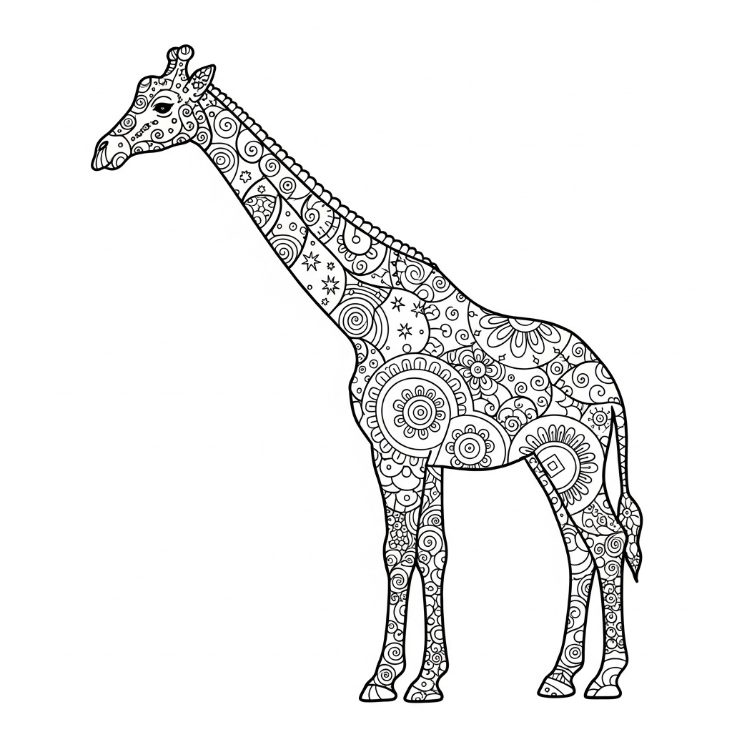 Zentangle giraff med avslappnande mönster för vuxna
