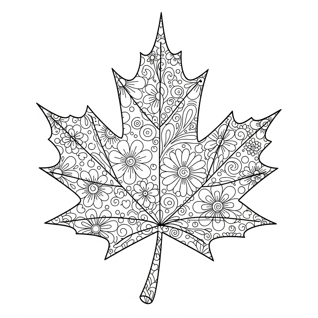 Zentangle-inspirerat höstlöv för vuxna