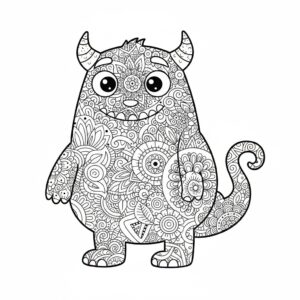 Zentangle monster siluett för vuxna