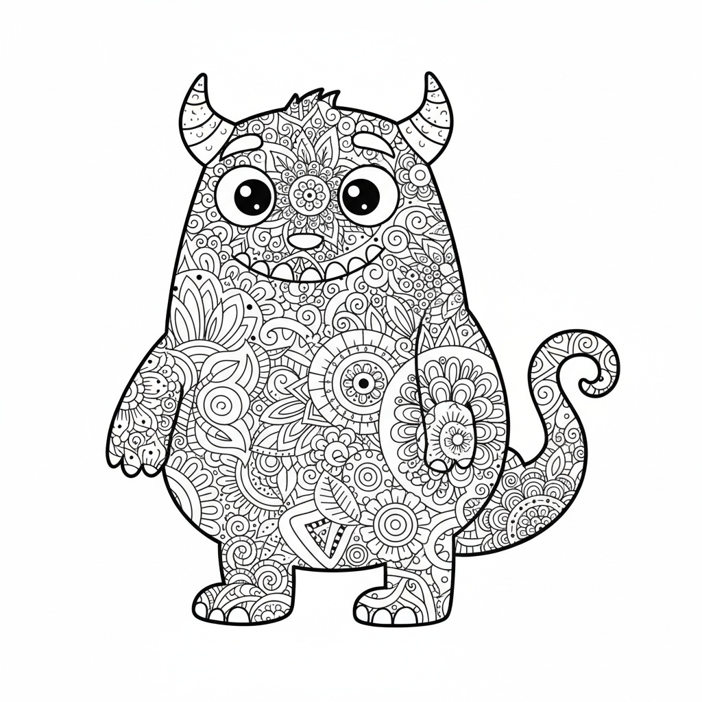 Zentangle monster siluett för vuxna