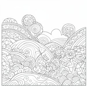 Zentangle-mönstrat landskap målarbild för vuxna