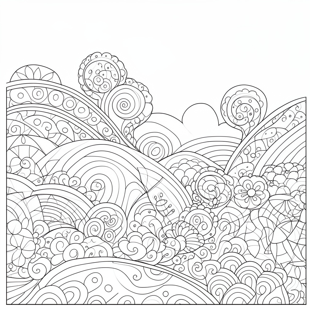 Zentangle-mönstrat landskap målarbild för vuxna