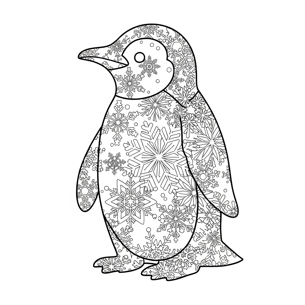 Zentangle pingvin med avslappnande mönster för vuxna