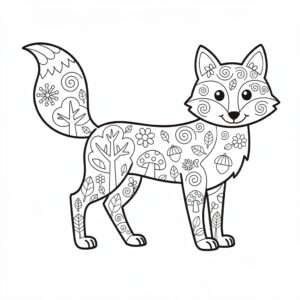 Zentangle räv med avslappnande mönster för vuxna