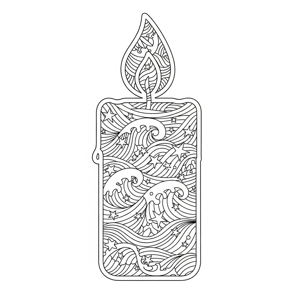 Zentangle-stil ljus med låga för vuxna