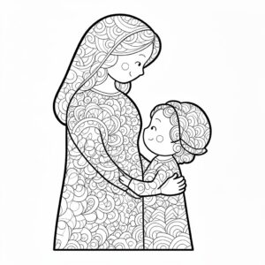 Zentangle-stil mamma och barn