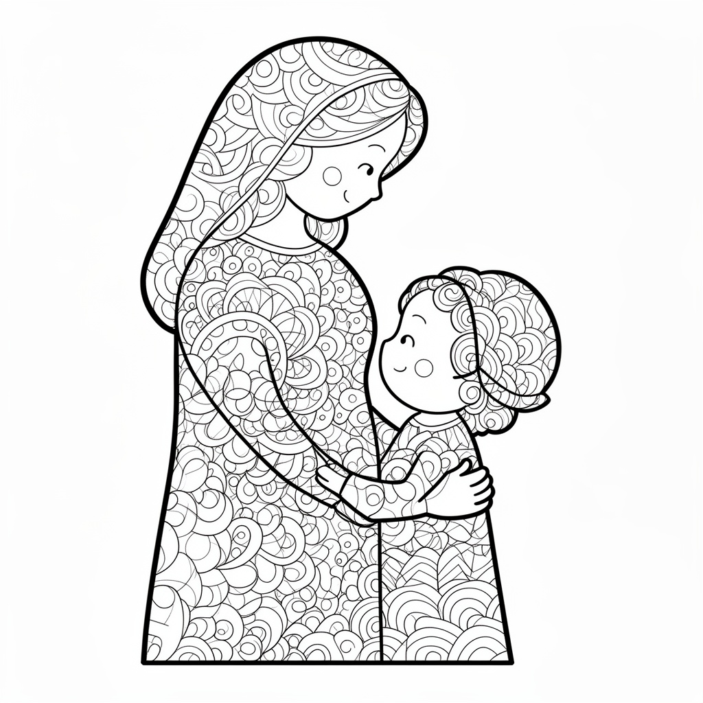 Zentangle-stil mamma och barn