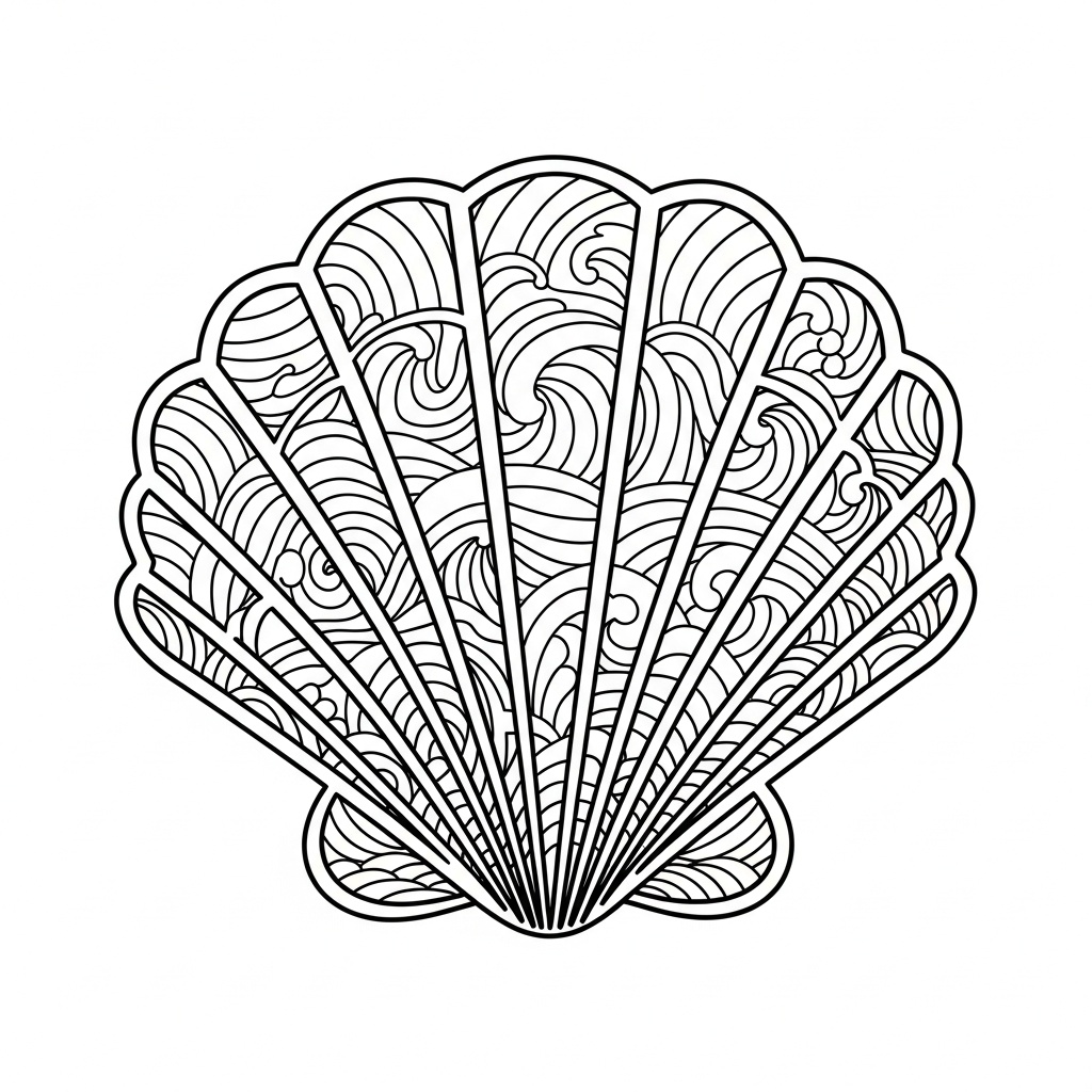 Zentangle-stil musselkomposition för vuxna