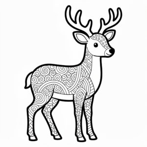 Zentangle-stil rådjur med avslappnande mönster för vuxna