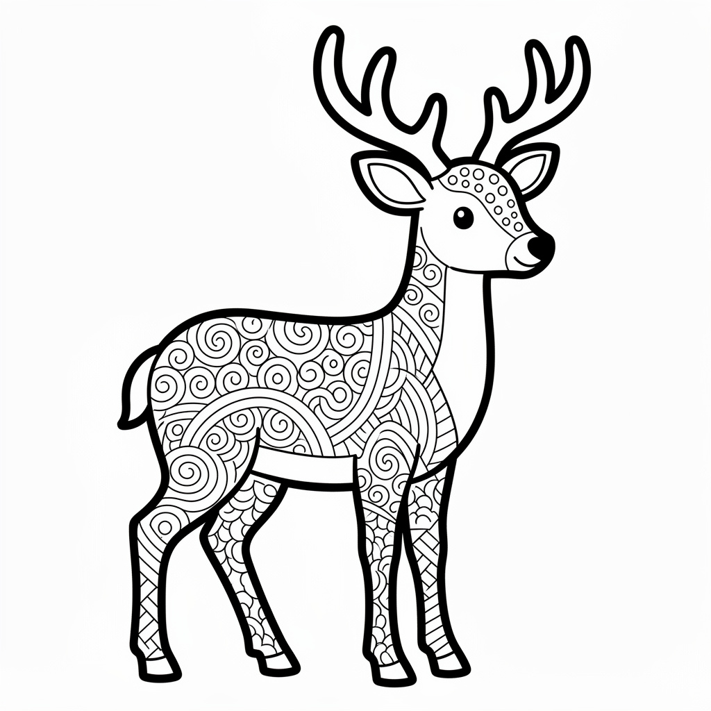 Zentangle-stil rådjur med avslappnande mönster för vuxna