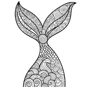 Zentangle-stil sjöjungfru fena för skolbarn