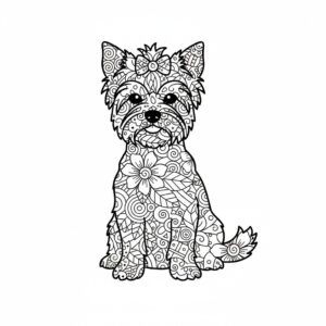 Zentangle yorkshireterrier för vuxna med avslappnande mönster