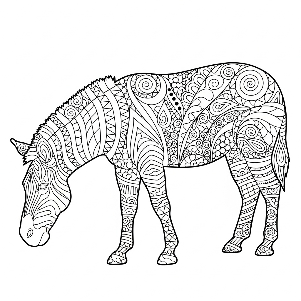 Zentangle zebra med avslappnande mönster för vuxna