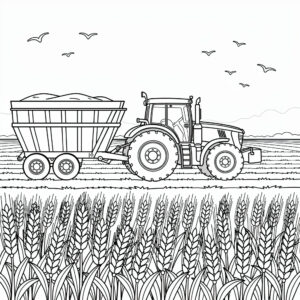 John Deere traktor vid skördetid