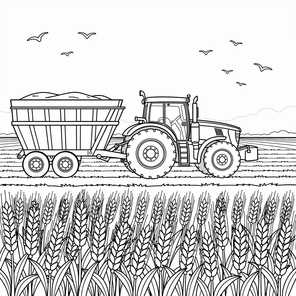 John Deere traktor vid skördetid