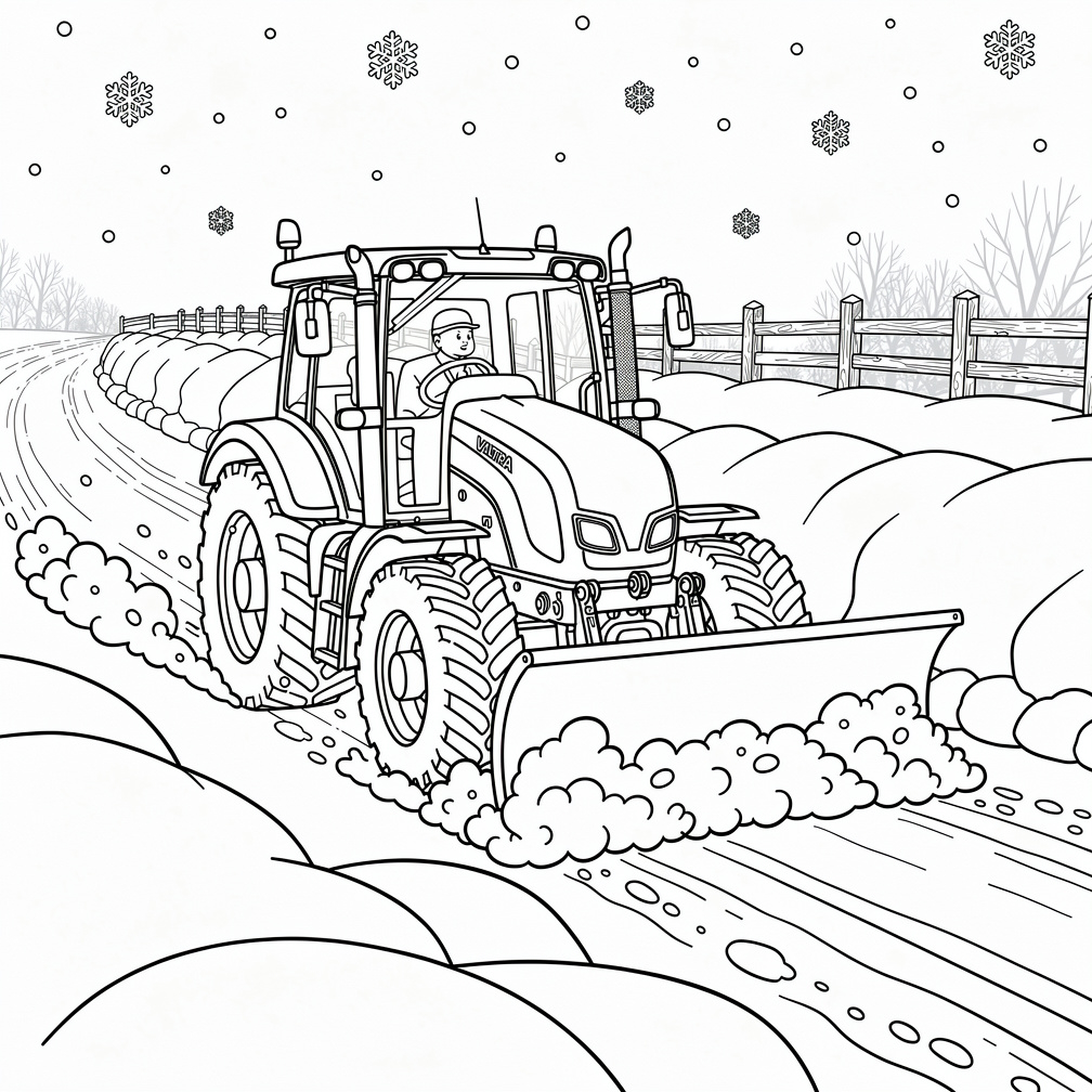 Modern Valtra traktor som röjer snö